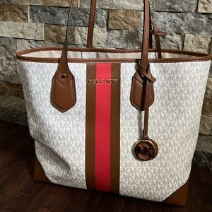 Michael Kors Eva Large Logo Stripe Tote Bag